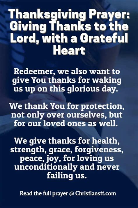 Thanksgiving Prayer: Giving Thanks to the Lord, with a Grateful Heart ...