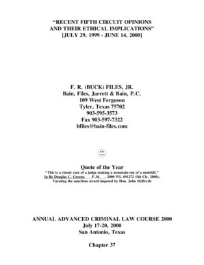 Fillable Online RECENT FIFTH CIRCUIT OPINIONS AND ... - State Bar of ...