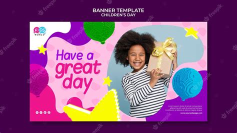 Free PSD | Fun colorful children's day horizontal banner template