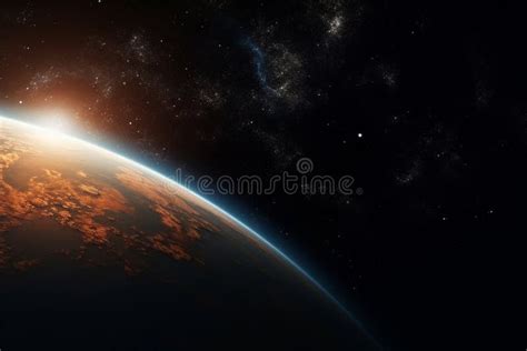 View of the Planet Earth from Space during a Sunrise. Stock Illustration - Illustration of ...