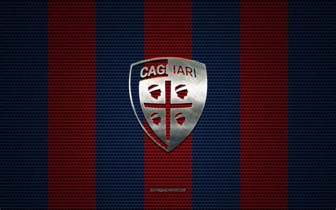 Download wallpapers Cagliari Calcio logo, Italian football club, metal emblem, blue burgundy ...