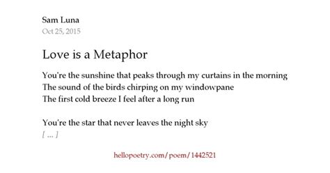 Love is a Metaphor by Sam Luna - Hello Poetry