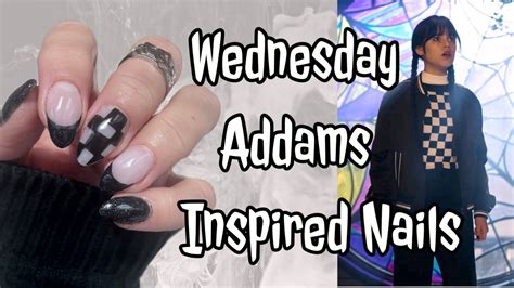 WEDNESDAY ADDAMS GOTHIC CHIC NAILS | Easy Nail Art For Beginers at Home ...