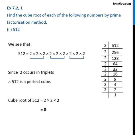 Ex 6.2, 1 - Find cube root of 512 (By Prime Factorisation) - Teachoo