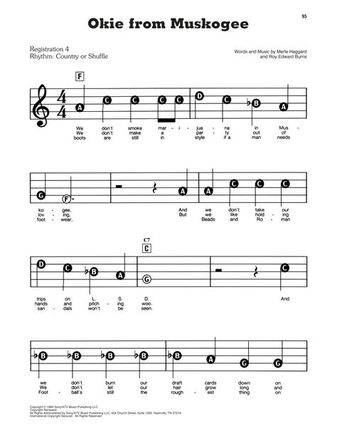 Okie From Muskogee Sheet Music | Merle Haggard | E-Z Play Today