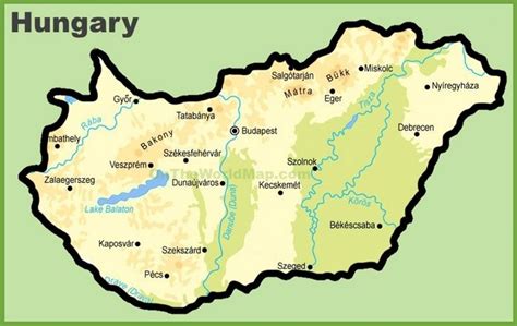 Hungary physical map | Map, Hungary, Physical map