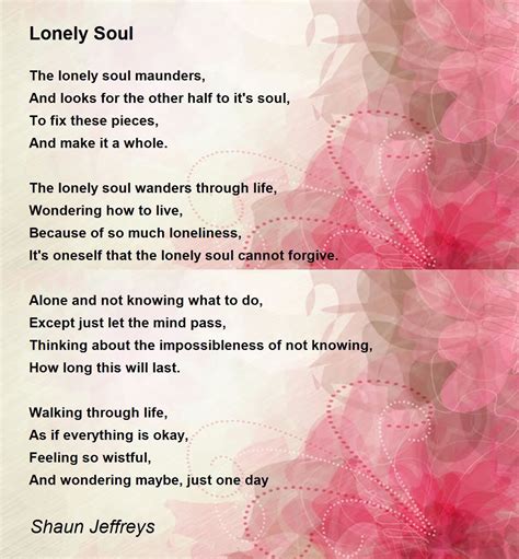 Lonely Soul Poem by Shaun Jeffreys - Poem Hunter