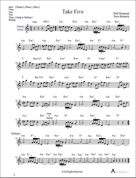 Take Five - Sheet Music - All Things Cellos