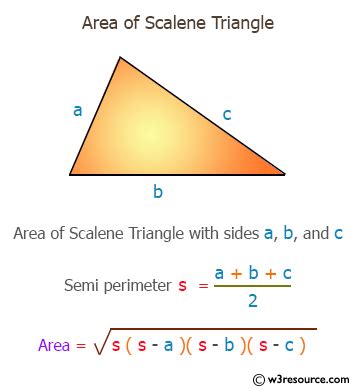 C++ Exercises: Find the area of Scalene Triangle - w3resource