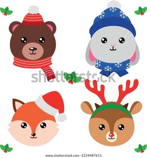 Forest Christmas Animals Vector Illustration Stock Vector (Royalty Free ...