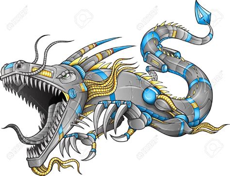 Vector - Robot Cyborg Dragon | Robot animal, Mythical creatures art, Dragon art