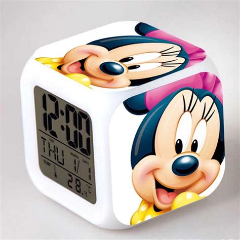 Mickey Mouse Alarm Clock For Kids Bedroom Digital LED 7 Changed Night | Lusy Store | Kids alarm ...