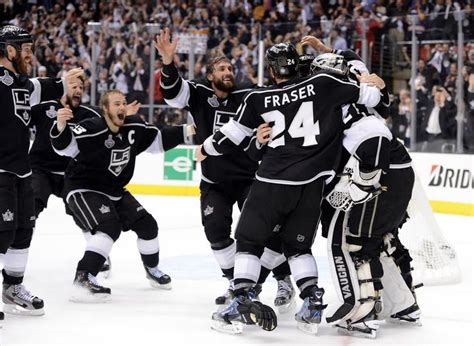 the los kings celebrate their win over the san jose sharks