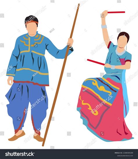 Gujarati Couple Traditional Dress Gujarat Stock Vector (Royalty Free) 2188584189 | Shutterstock