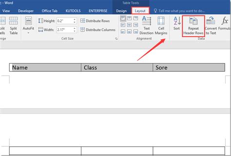 How to repeat table header row(s) across pages in Word document?