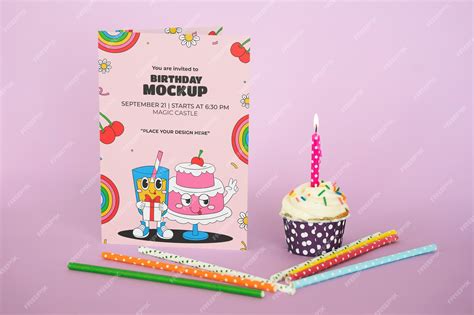 Premium PSD | Birthday card mockup design