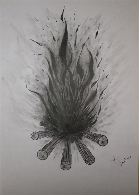 Pencil Drawing Of Fire