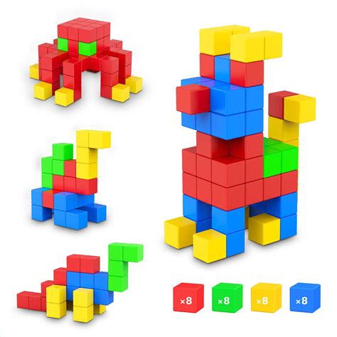 Buy ROMDSMagnetic Blocks 32 Pieces,Large Magnetic Building Blocks for Ages 3+ Year Old Boys and ...