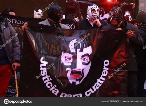 December 2023 Mexico City Mexico Members Wrestling Union Protest Demand – Stock Editorial Photo ...