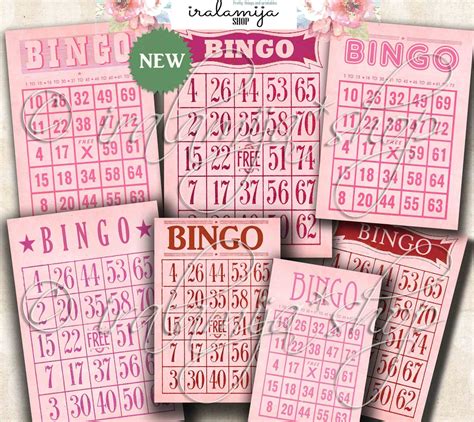 BINGO CARDS / Pink and Red Bingo Cards / Vintage Bingo Cards / | Etsy