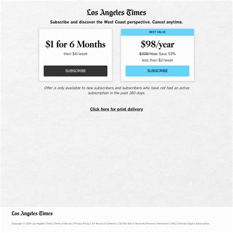 Los Angeles Times Online Subscription US$1 (~A$1.50) for 6 Months ...