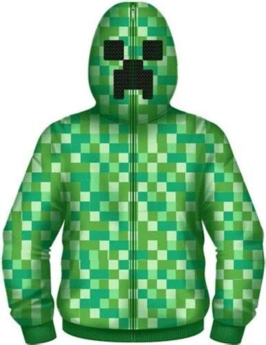 Minecraft Creeper Hoodie 4 5 6 7 8 10 12 14 16 Child Sweatshirt Jacket New | eBay