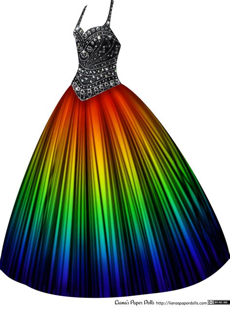 Rainbow Ball Gown with Rhinestones | Liana's Paper Dolls | Rainbow prom dress, Ball gowns ...