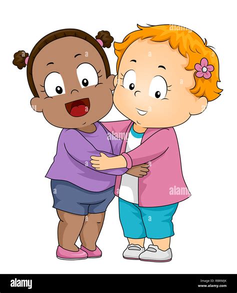 Children Hugging Cartoon