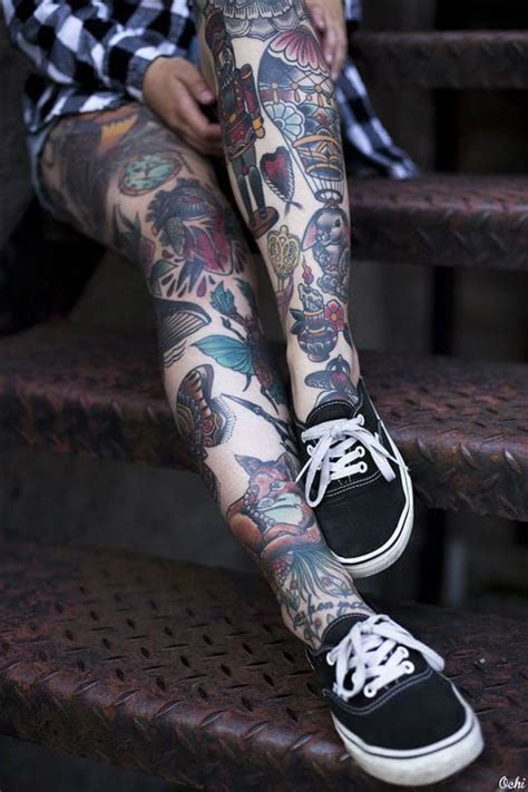 American Traditional Tattoo Leg Sleeve