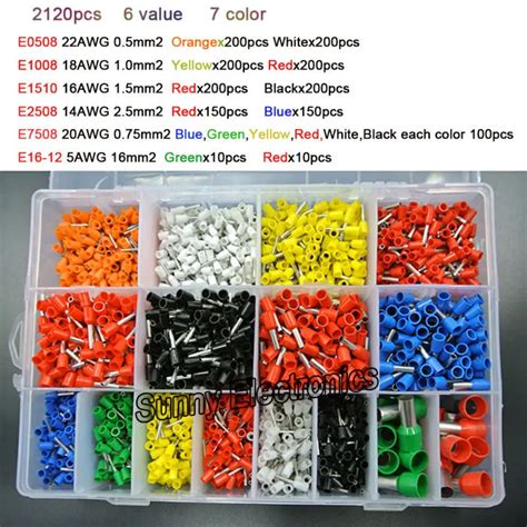 7 color 6 value 2120pcs/lot Bootlace Ferrules kit set Wire Crimp ...