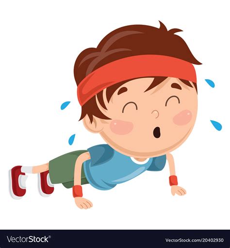 Kid pushing up Royalty Free Vector Image - VectorStock