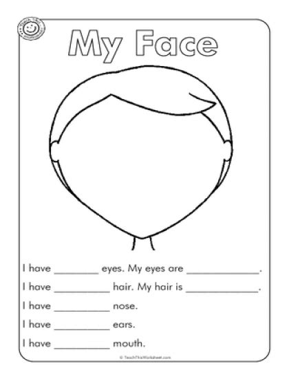 Worksheets Parts Of The Face | English lessons for kids, English ...