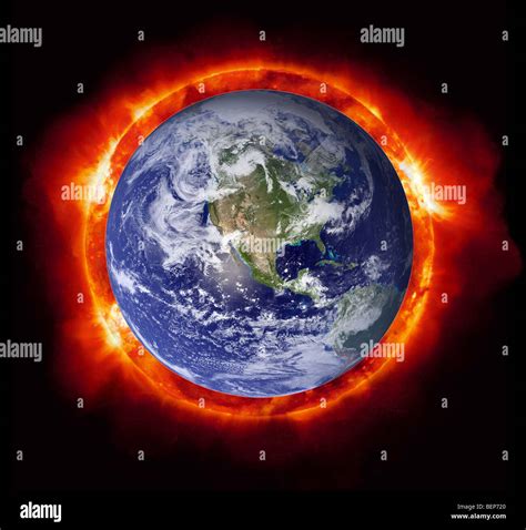Earth planet fire burn burning concept heat hi-res stock photography and images - Alamy