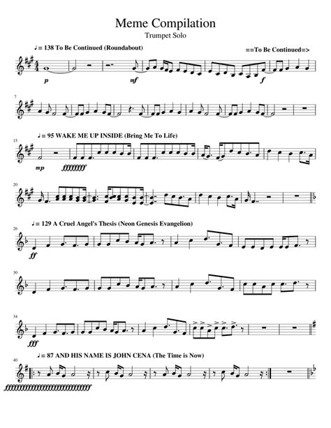 Meme Compilation - Trumpet Solo (V6.0) sheet music for Trumpet download free in PDF or MIDI