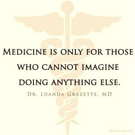 "Medicine is only for those who cannot imagine doing anything else ...