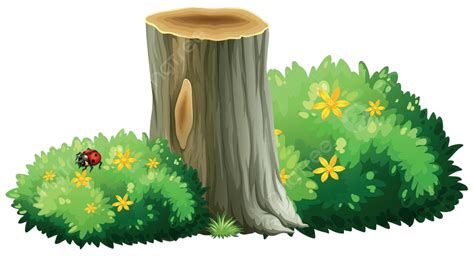 Log And Bushes With Flowers White Graphic Animal Vector, White, Graphic, Animal PNG and Vector ...