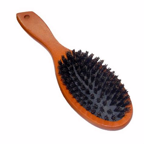Natural Boar Bristle Brush with Wooden Handle – Stimulating and Massaging Hair Brush for ...