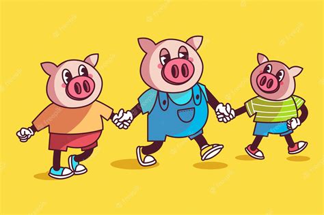 Premium Vector | The three little pigs illustration