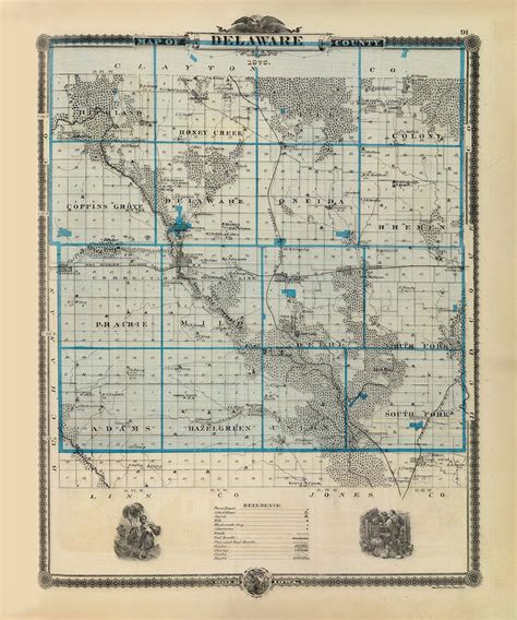 1875 Map of Delaware County Iowa - Etsy