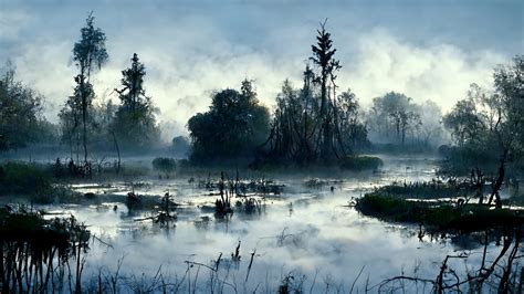 Calm Swamp Landscape by Jovan Bozovic : r/ImaginarySwamps