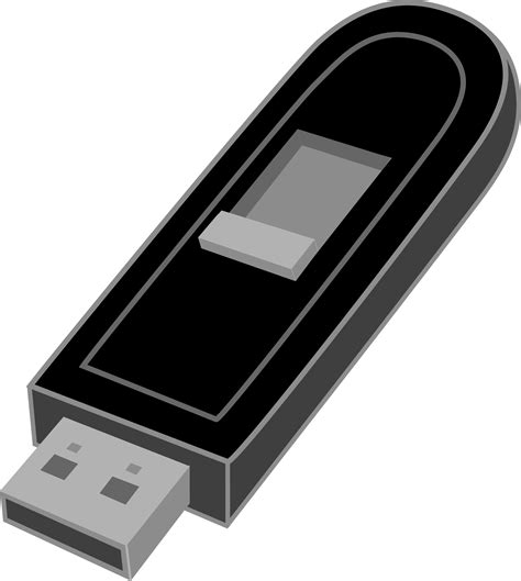 Black USB Flash Drive - Free Clip Art