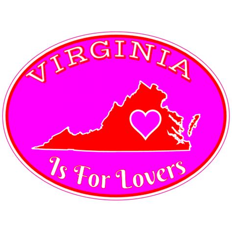 Virginia Is For Lovers Heart Pink Red Oval Decal - U.S. Custom Stickers