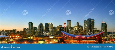 Calgary City Skyline at Twilight Time in Alberta ,Canada Editorial Image - Image of canada ...