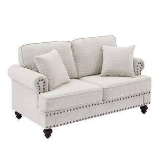 White Loveseat Nailhead Trim Sofa Couches Cushion Back Reclining Sofa - Bed Bath & Beyond - 39717340