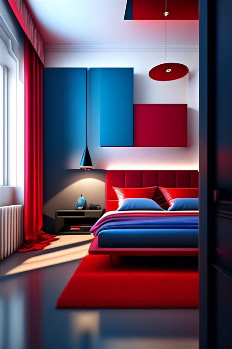 Lexica - Red, blue, bedroom, interior, design