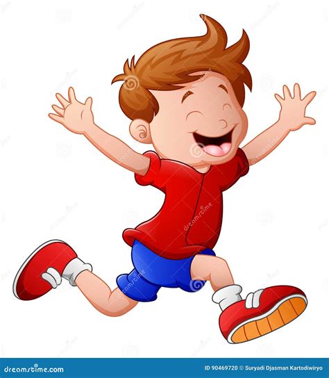 Cartoon Little Boy Running Vector Illustration | CartoonDealer.com #90469720