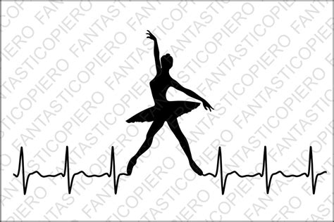 Cardio modern dancers SVG files for Silhouette Cameo and Cricut. Dancing Ballerina heartbeat ...