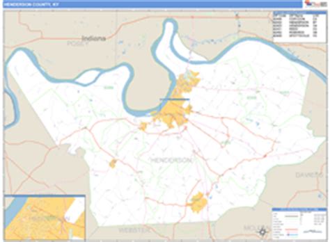 Henderson County, KY Zip Code Wall Map Basic Style by MarketMAPS