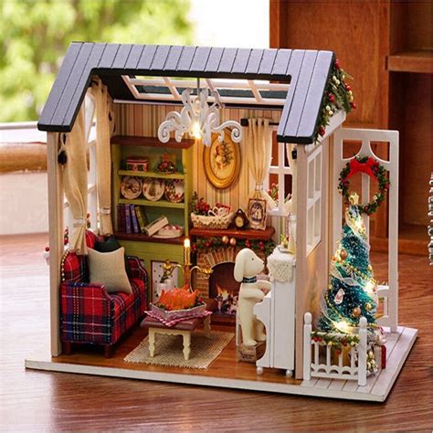 Wooden Christmas 3D Doll House DIY Miniature Thanksgiving Holiday Craft ...