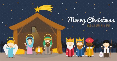 Nativity scene for Christmas | Decorative Illustrations ~ Creative Market